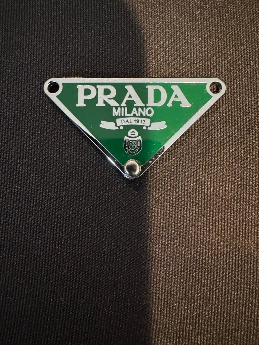 Prada Milano Green Triangle Logo Badge -  Accessories